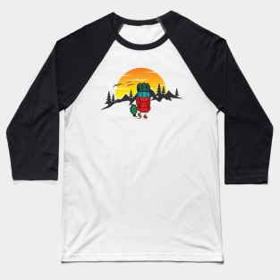 A Backpacker Has An Adventure To The Mountains Baseball T-Shirt